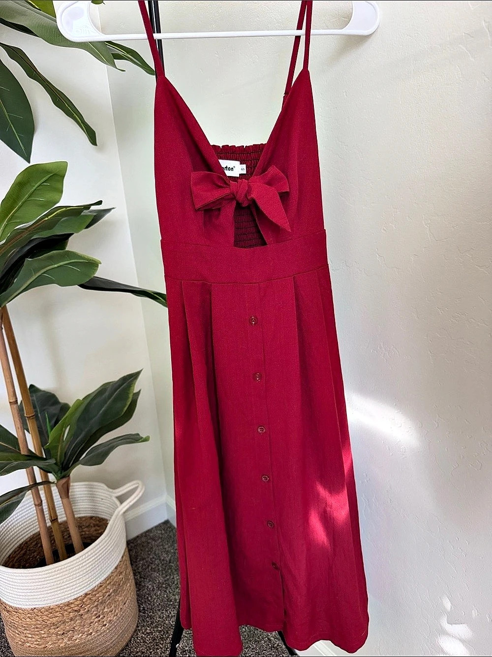 For Love & Lemons Red Bow-Front Maxi Dress Size Small Like New